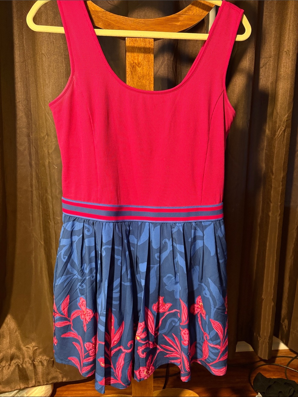 Lilly Pulitzer Luxletic Fuchsia Ribbed romper with built in shorts/pocket Large